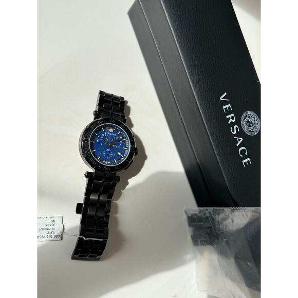 Versace Greca Chrono Black Ion-Plated Bracelet Watch | 45mm | VEPM00620 main image 6